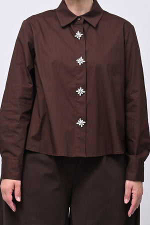Camicia crop maxi strass - Moro