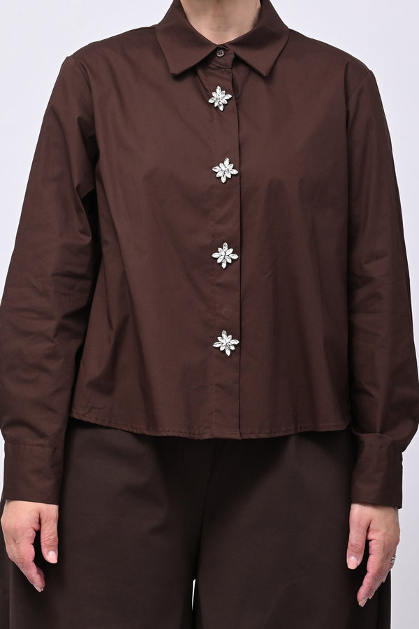 Camicia crop maxi strass - Moro