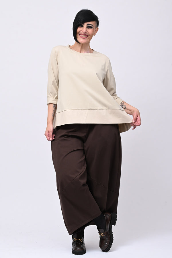Maglia cotone bordo - Burro