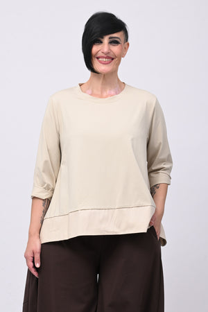 Maglia cotone bordo - Burro