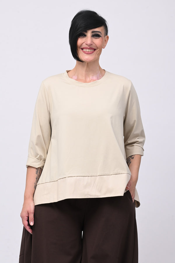 Maglia cotone bordo - Burro