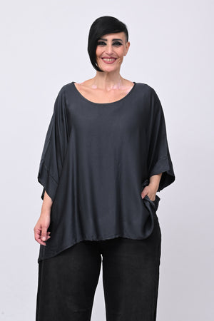 Blusa over raso - Piombo