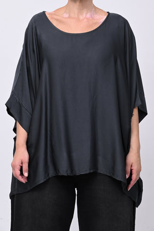 Blusa over raso - Piombo