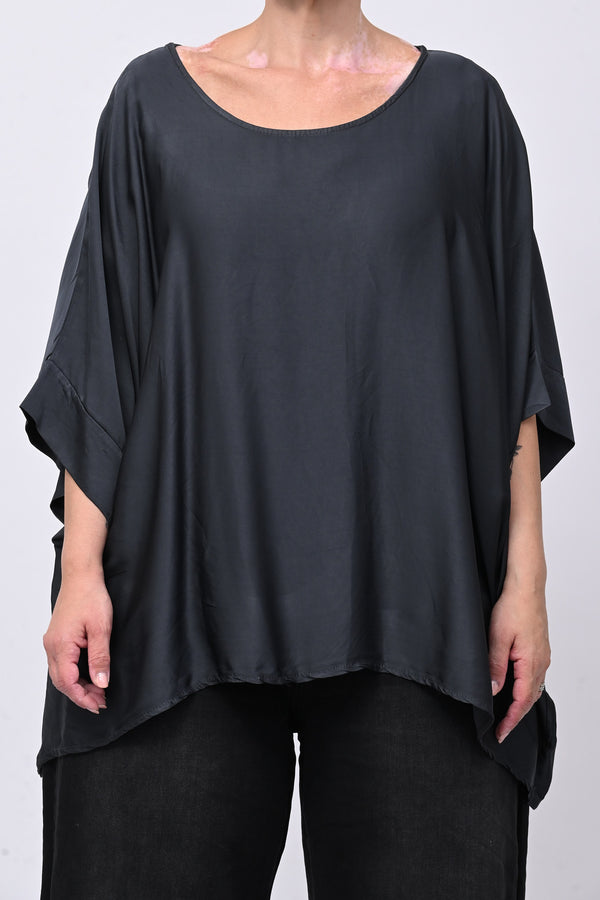 Blusa over raso - Piombo