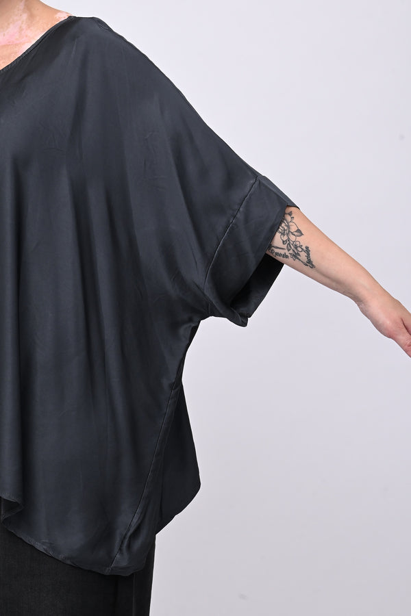 Blusa over raso - Piombo