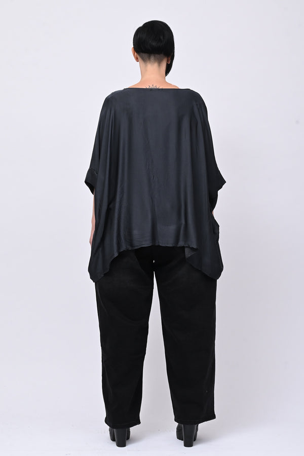 Blusa over raso - Piombo