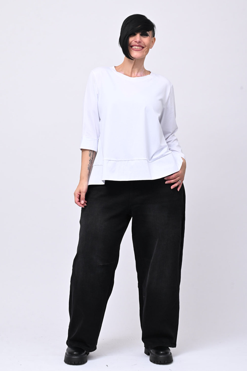 Maglia cotone bordo - Bianco