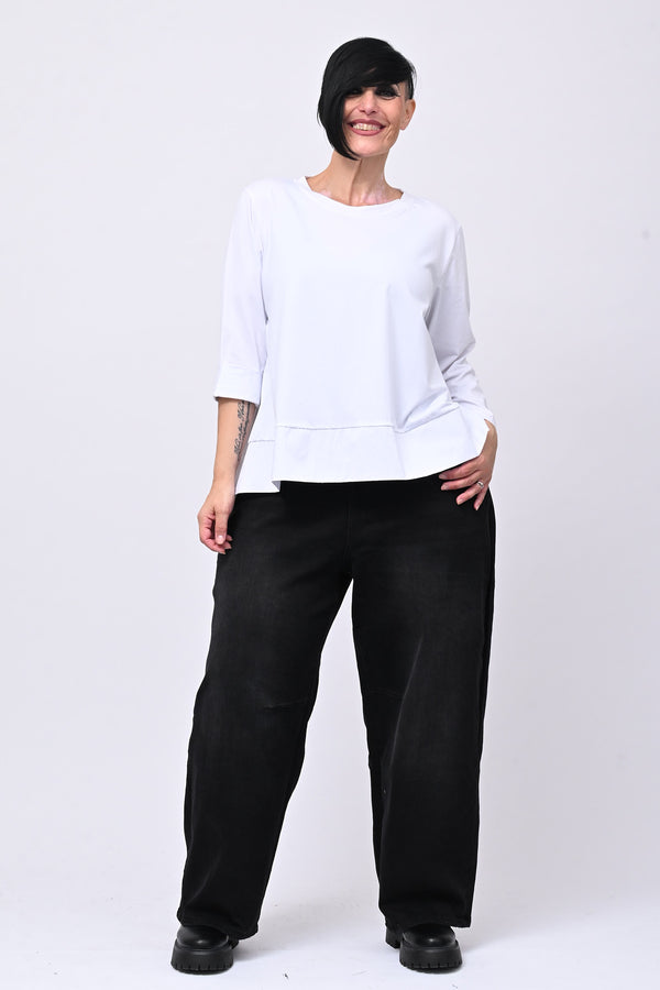 Maglia cotone bordo - Bianco