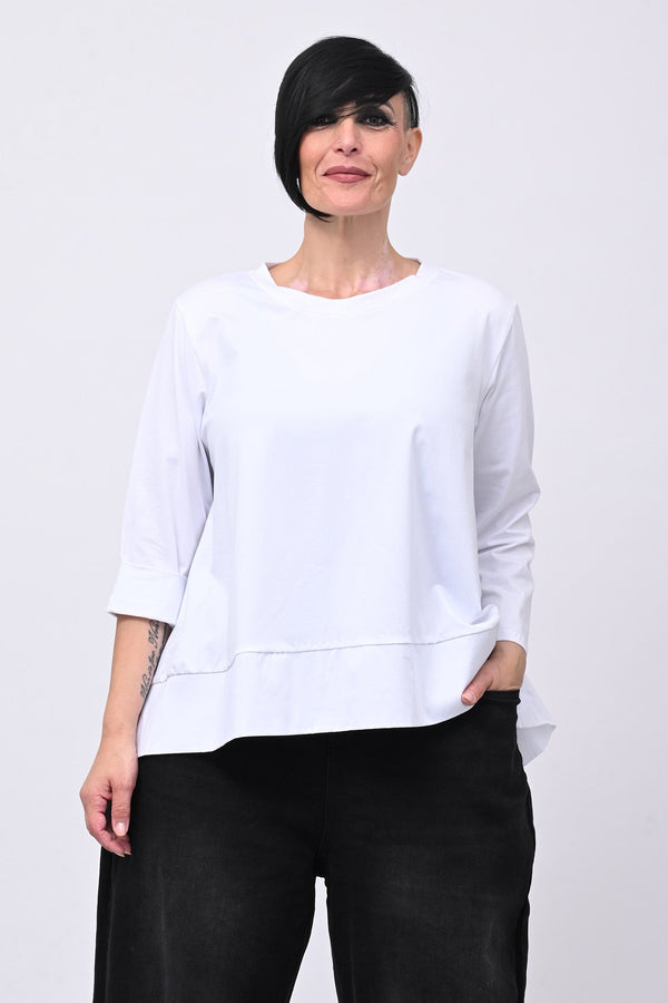 Maglia cotone bordo - Bianco
