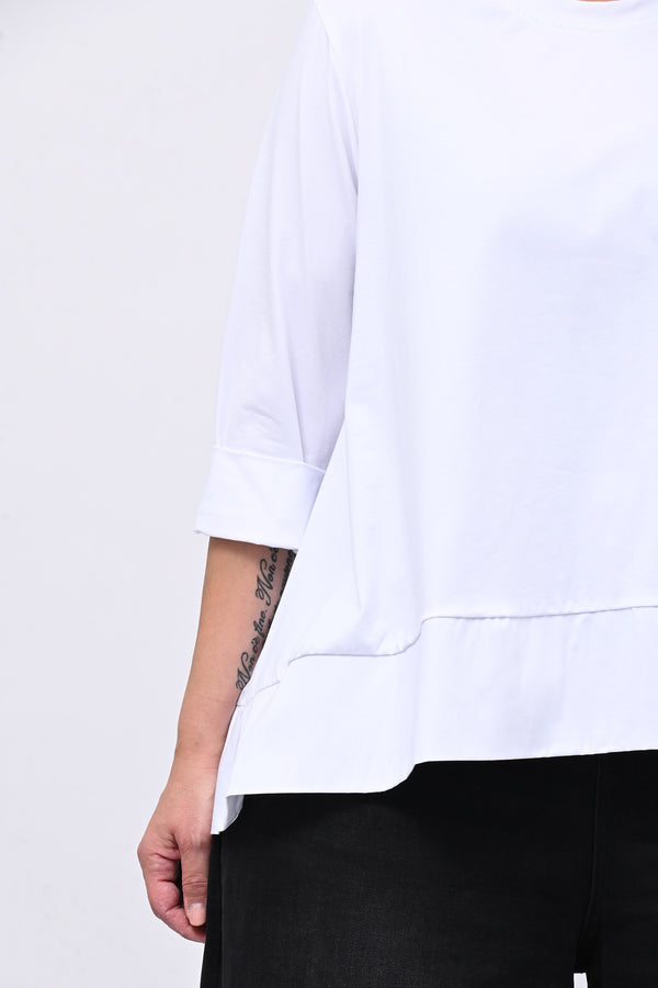 Maglia cotone bordo - Bianco