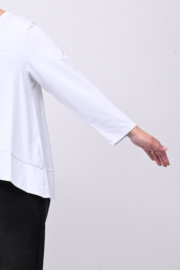 Maglia cotone bordo - Bianco