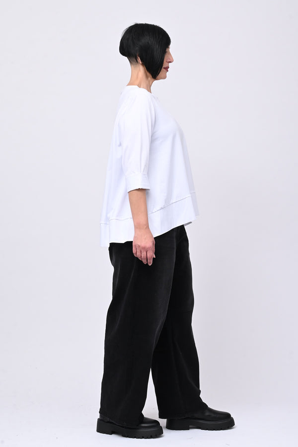 Maglia cotone bordo - Bianco