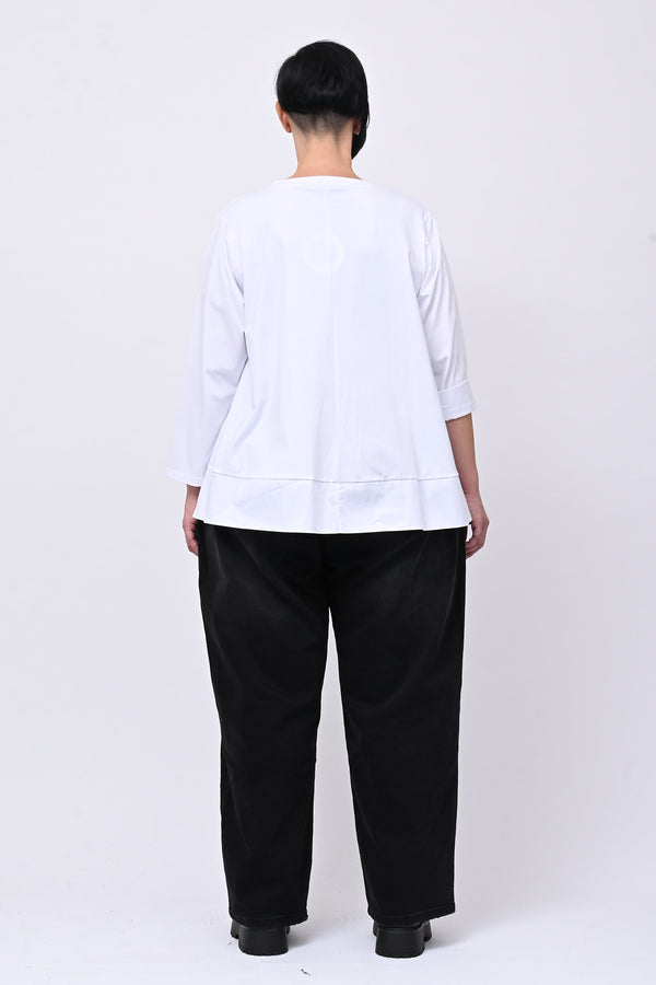 Maglia cotone bordo - Bianco