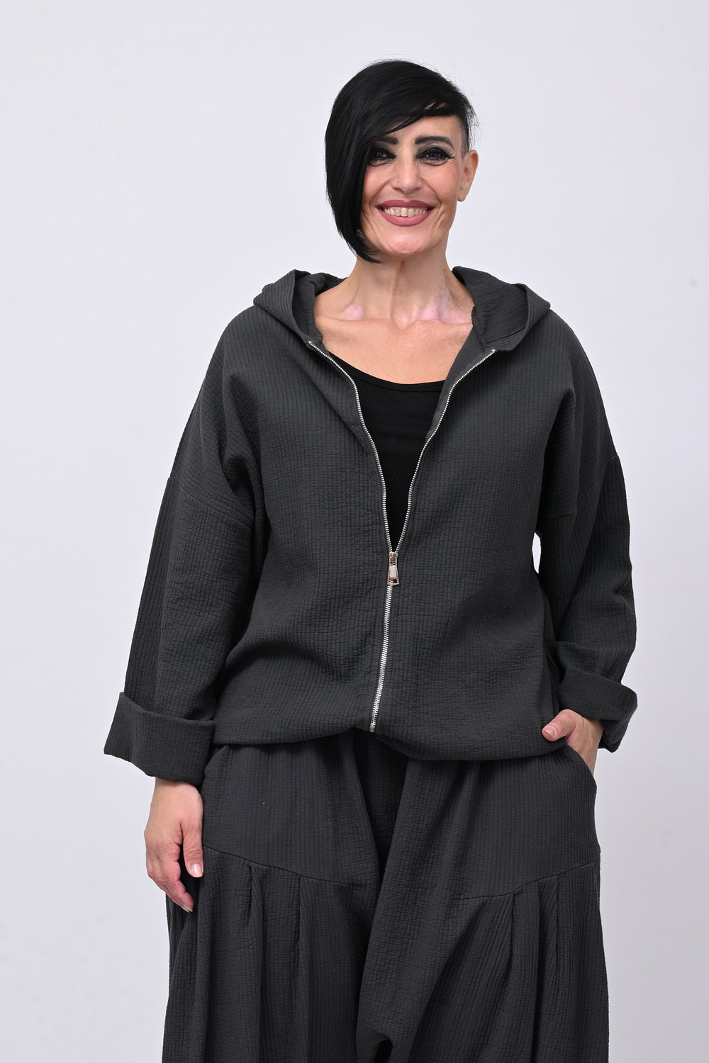 Completo felpa zip - Piombo