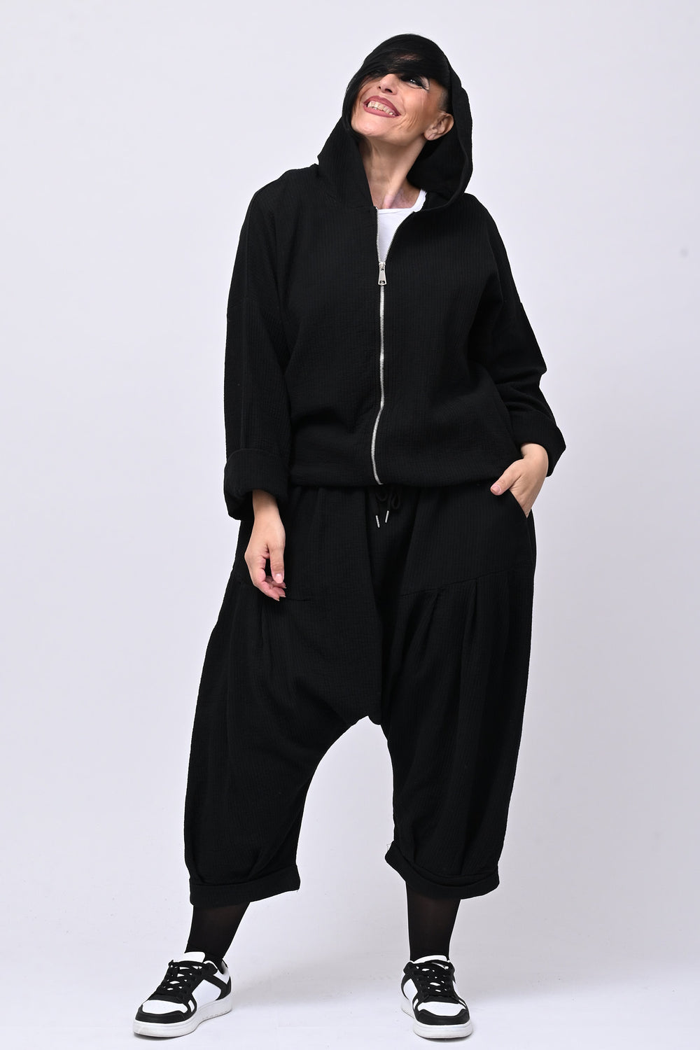 Completo felpa zip - Nero