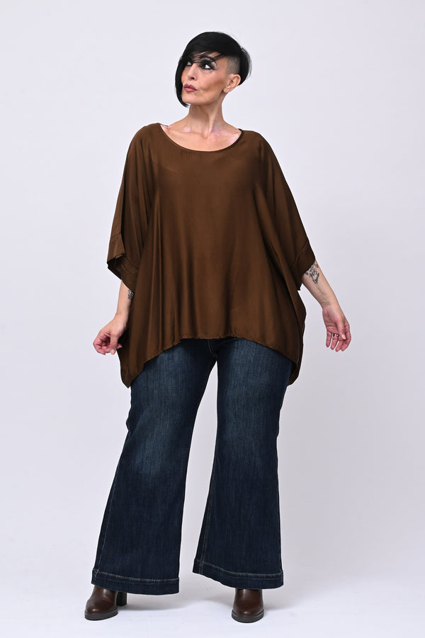 Blusa over raso - Bruciato