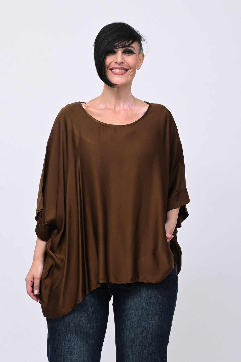 Blusa over raso - Bruciato
