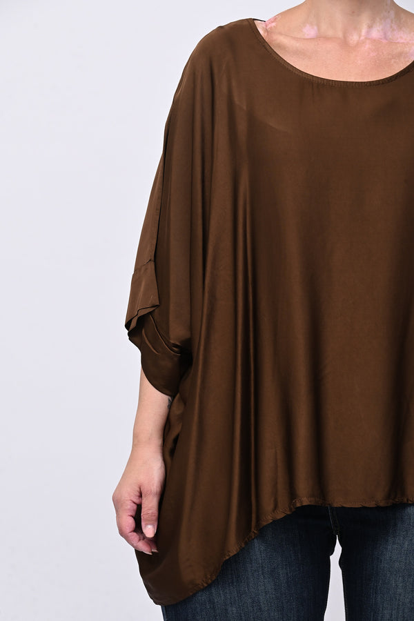 Blusa over raso - Bruciato