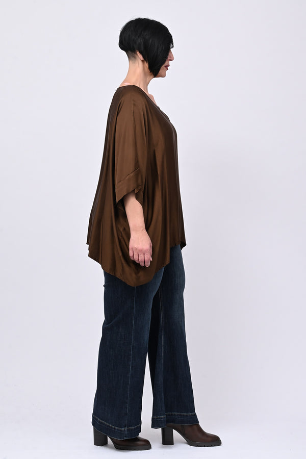 Blusa over raso - Bruciato