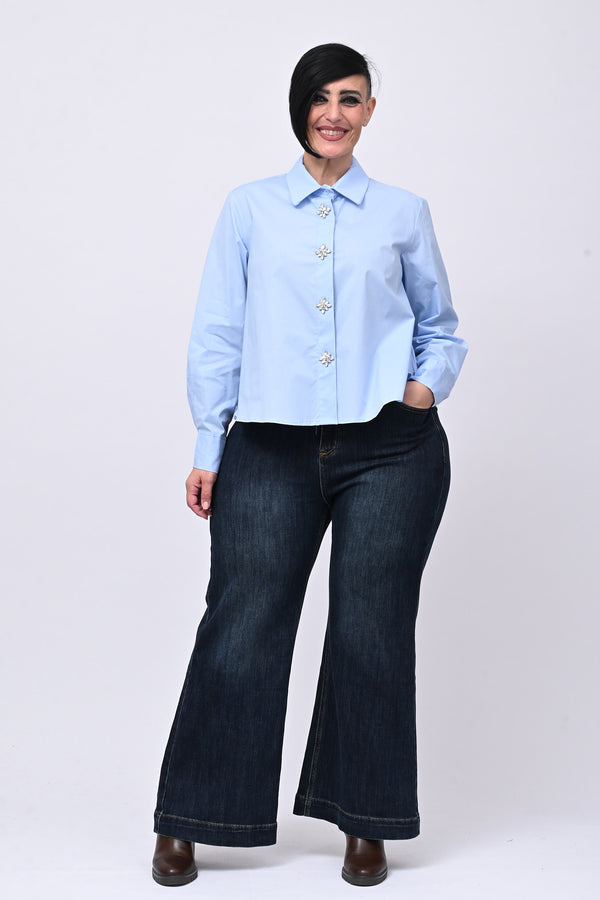 Camicia crop maxi strass - Oxford