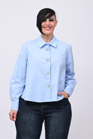 Camicia crop maxi strass - Oxford