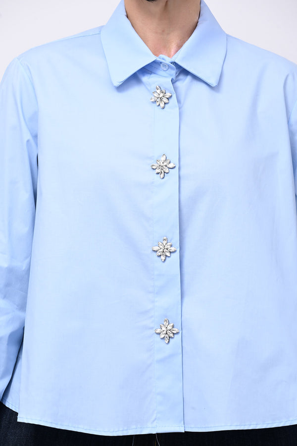 Camicia crop maxi strass - Oxford