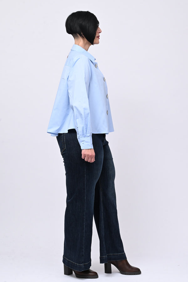 Camicia crop maxi strass - Oxford