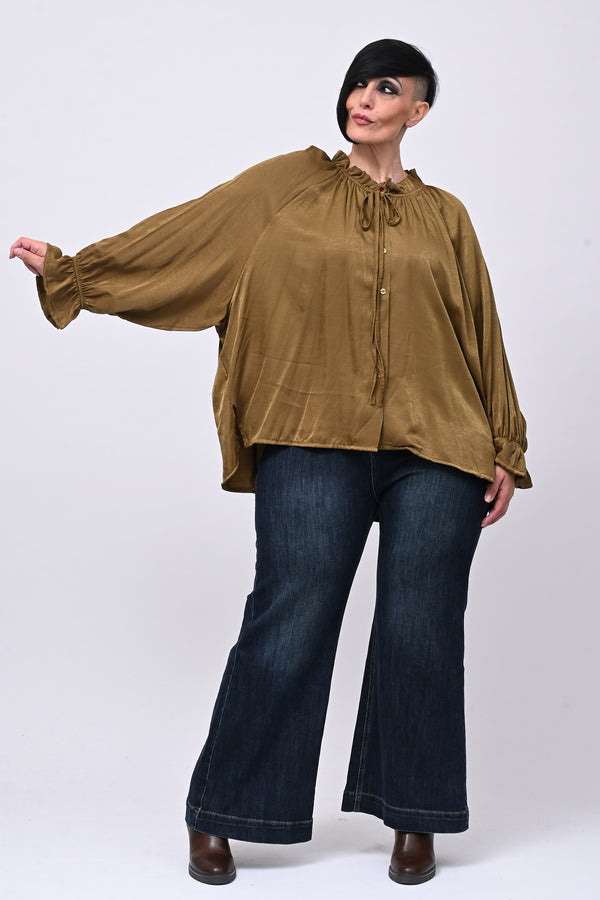 Blusa raso Pierrot - Oliva