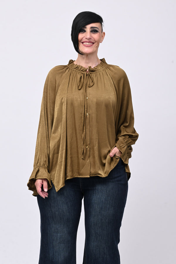 Blusa raso Pierrot - Oliva