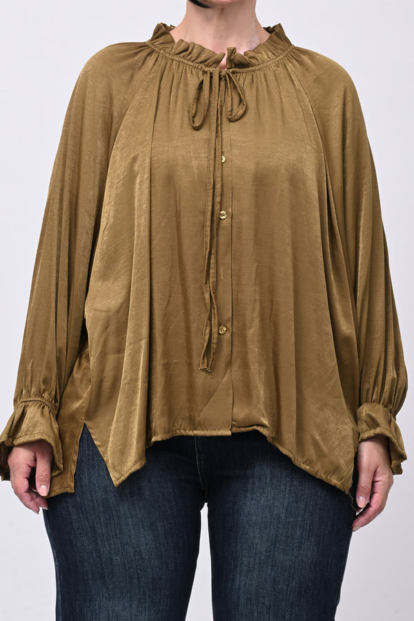 Blusa raso Pierrot - Oliva