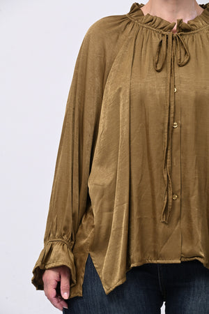 Blusa raso Pierrot - Oliva