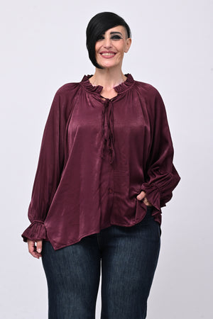 Blusa raso Pierrot - Melanzana