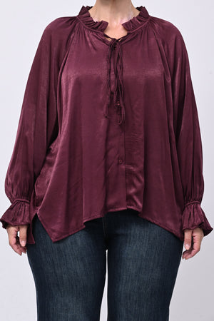 Blusa raso Pierrot - Melanzana