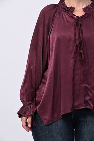 Blusa raso Pierrot - Melanzana