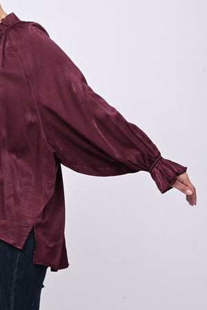 Blusa raso Pierrot - Melanzana
