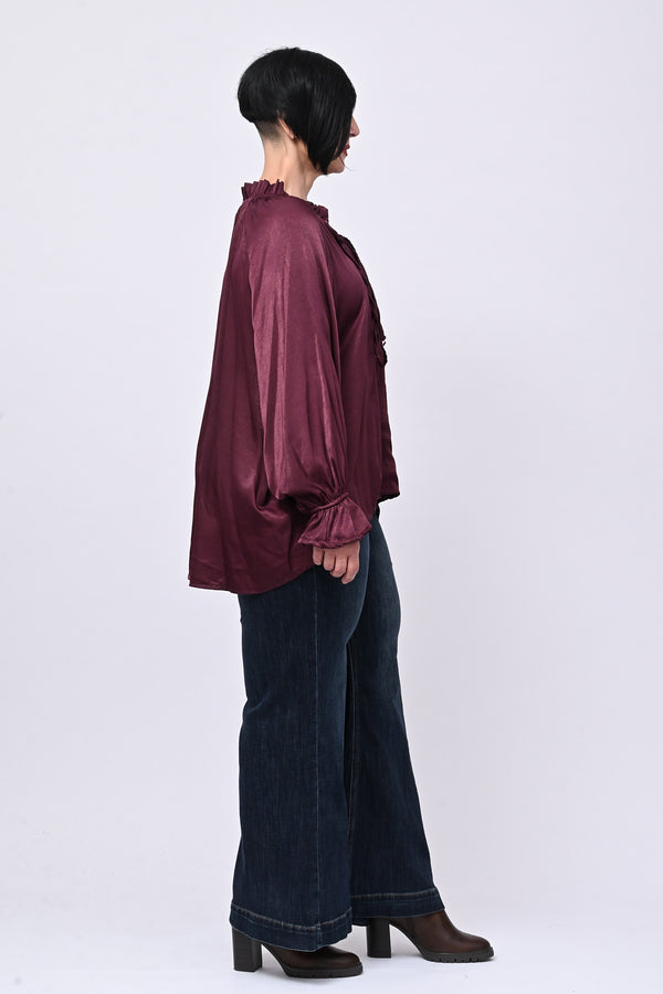 Blusa raso Pierrot - Melanzana