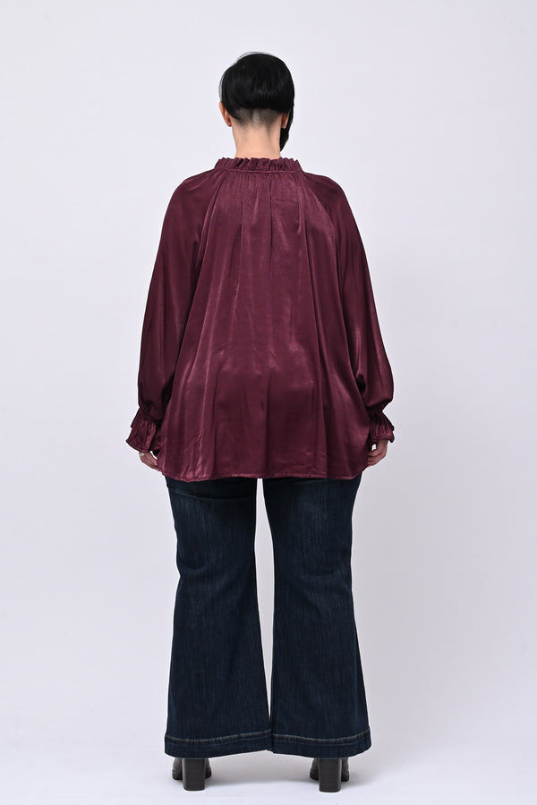 Blusa raso Pierrot - Melanzana