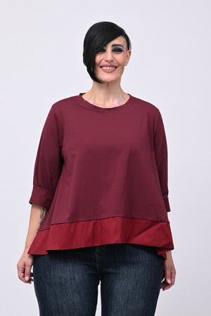 Maglia cotone bordo - Vino