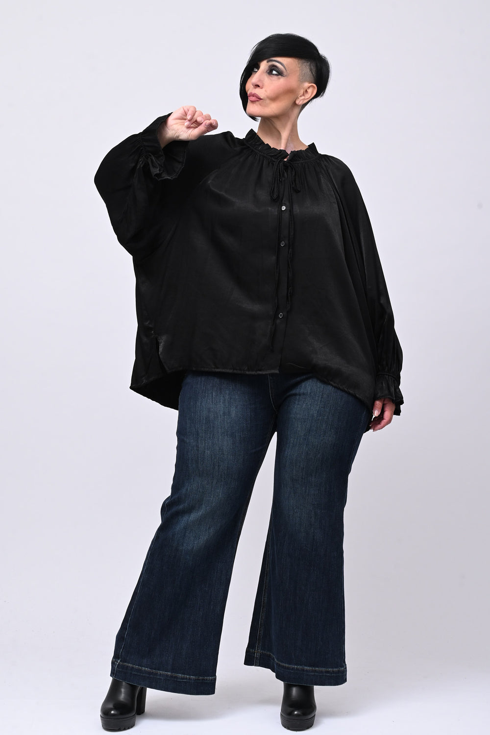 Blusa raso Pierrot - Nero