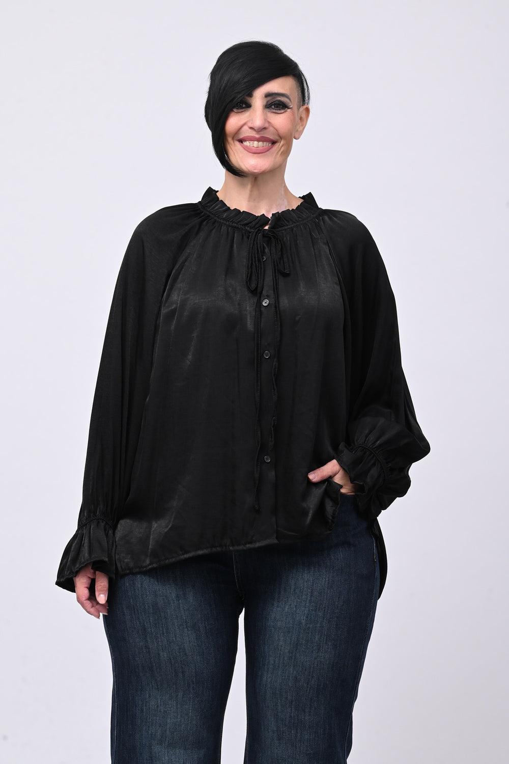 Blusa raso Pierrot - Nero