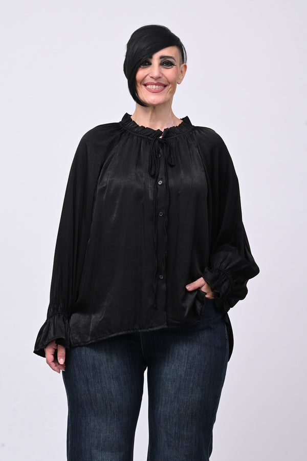 Blusa raso Pierrot - Nero