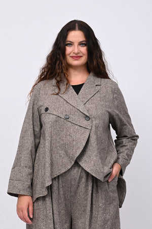 Giacca sale e pepe stondata - Moro