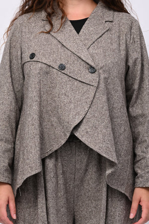 Giacca sale e pepe stondata - Moro