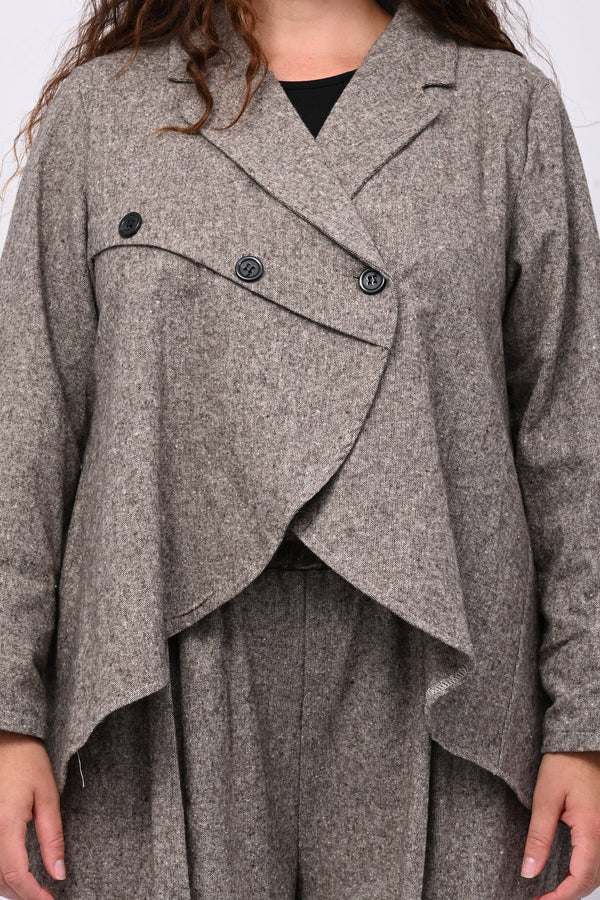 Giacca sale e pepe stondata - Moro
