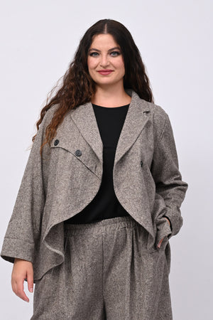 Giacca sale e pepe stondata - Moro