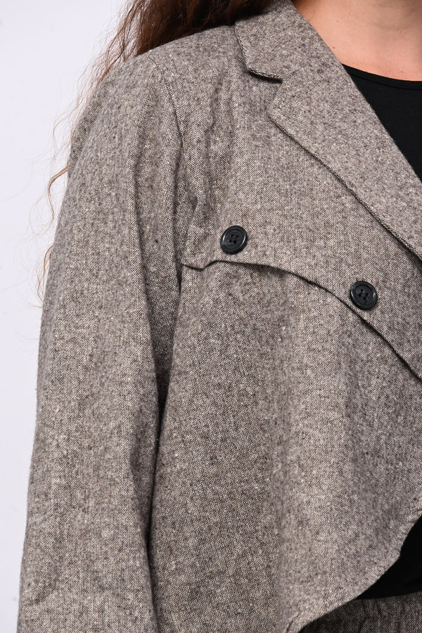Giacca sale e pepe stondata - Moro