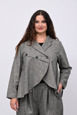 Giacca sale e pepe stondata - Nero