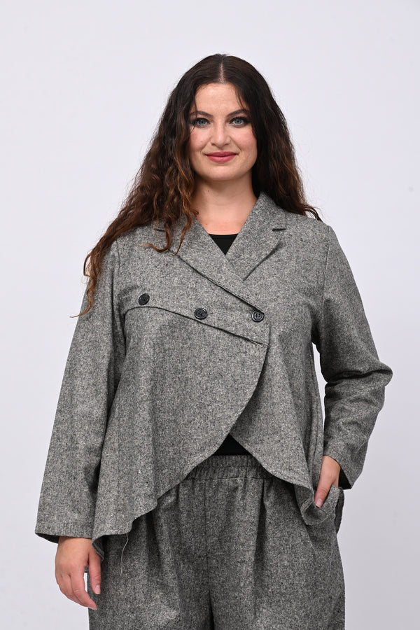 Giacca sale e pepe stondata - Nero