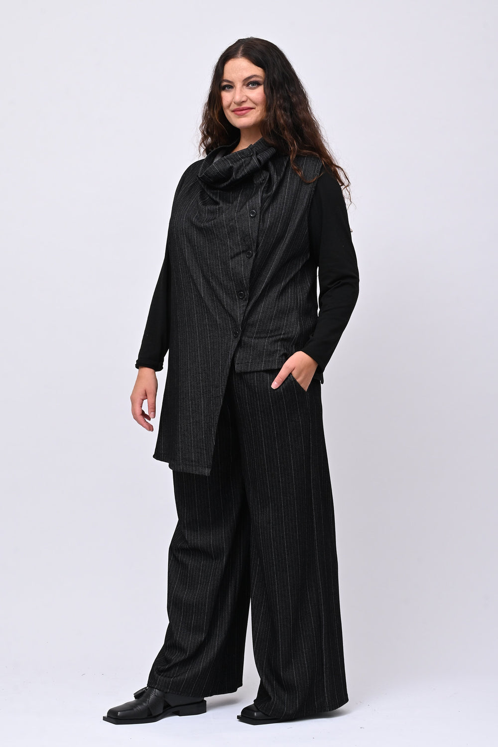 Completo gilet spigato - Nero
