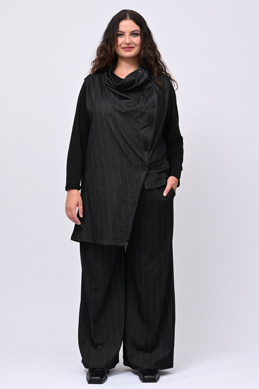 Completo gilet spigato - Nero